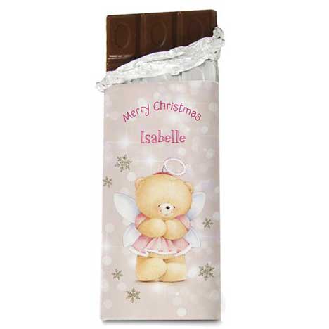 Personalised Forever Friends Christmas Angel 100g Chocolate Bar